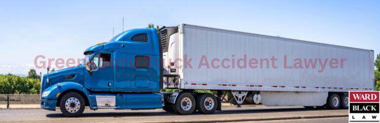 Blue 18-wheeler semi-truck on highway – Greensboro truck accident lawyer Ward Black Law